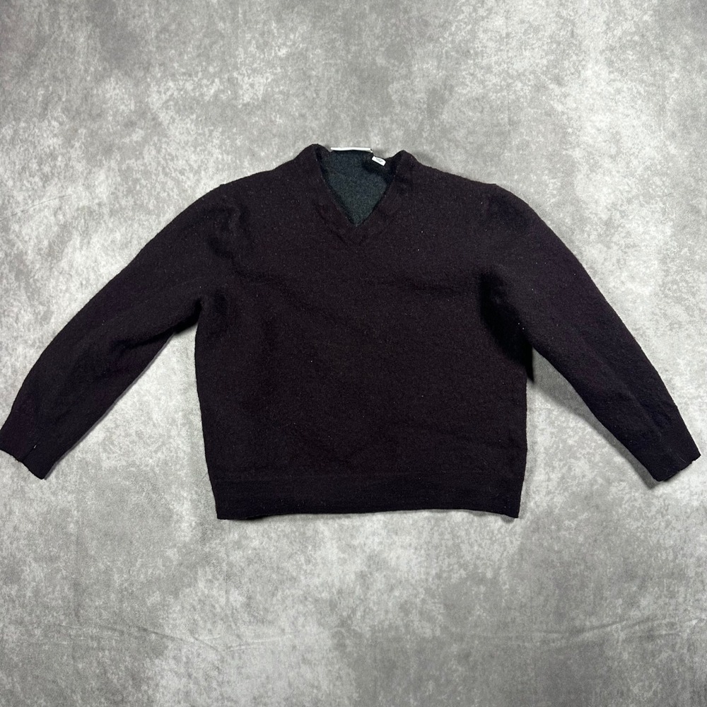 Calvin Klein Extra Fine Merino Wool V-Neck Sweater XL Plum Purple Knit Cropped